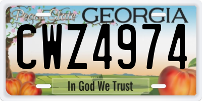 GA license plate CWZ4974