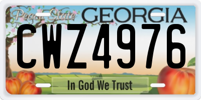 GA license plate CWZ4976