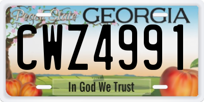 GA license plate CWZ4991