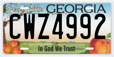 GA license plate CWZ4992