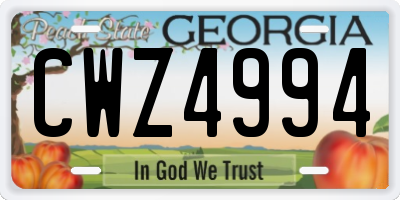 GA license plate CWZ4994