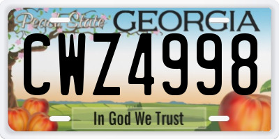 GA license plate CWZ4998