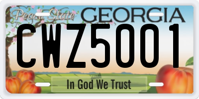 GA license plate CWZ5001
