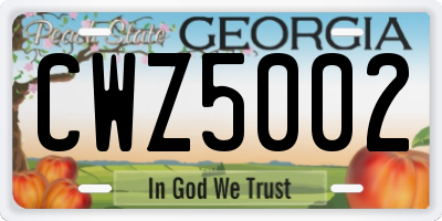 GA license plate CWZ5002