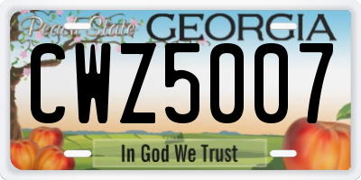 GA license plate CWZ5007