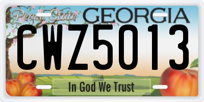 GA license plate CWZ5013