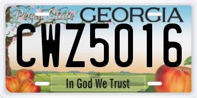 GA license plate CWZ5016