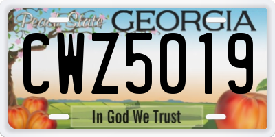 GA license plate CWZ5019