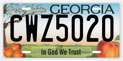 GA license plate CWZ5020