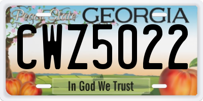 GA license plate CWZ5022