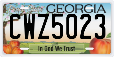 GA license plate CWZ5023