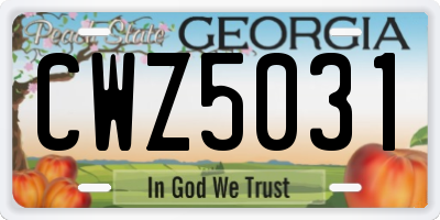 GA license plate CWZ5031