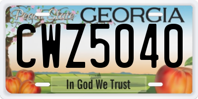 GA license plate CWZ5040