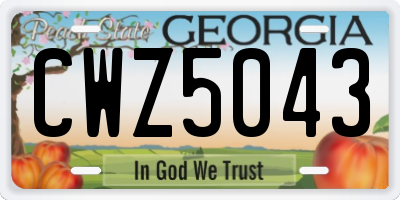 GA license plate CWZ5043