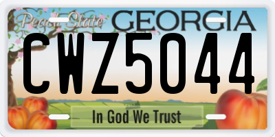 GA license plate CWZ5044