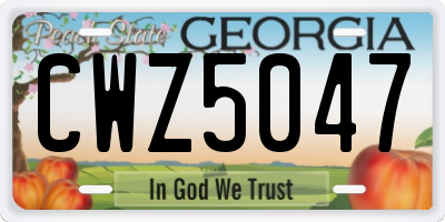 GA license plate CWZ5047