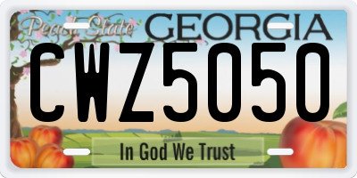 GA license plate CWZ5050