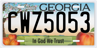 GA license plate CWZ5053
