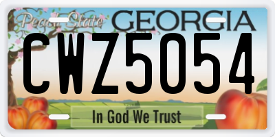 GA license plate CWZ5054
