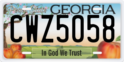 GA license plate CWZ5058
