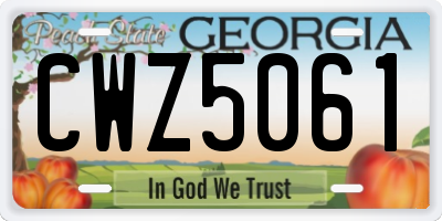 GA license plate CWZ5061