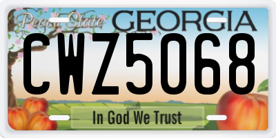 GA license plate CWZ5068