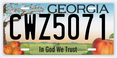 GA license plate CWZ5071