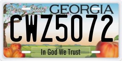 GA license plate CWZ5072