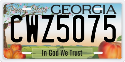 GA license plate CWZ5075
