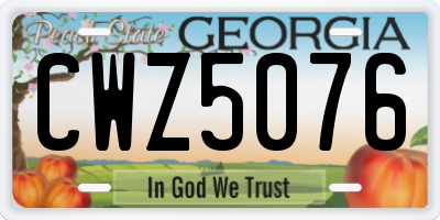GA license plate CWZ5076