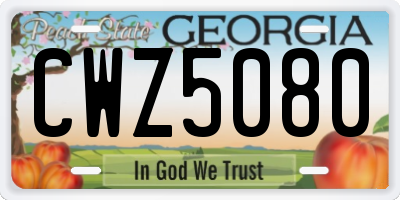 GA license plate CWZ5080