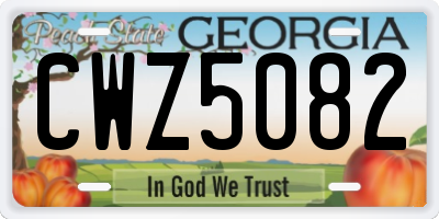 GA license plate CWZ5082