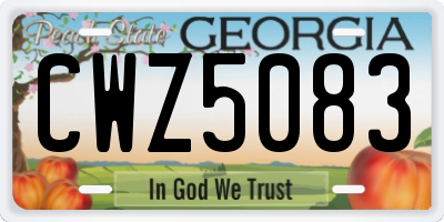 GA license plate CWZ5083
