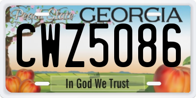 GA license plate CWZ5086