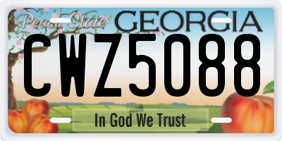 GA license plate CWZ5088