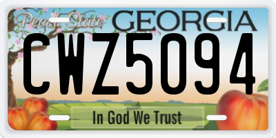 GA license plate CWZ5094