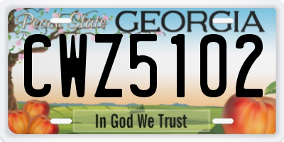 GA license plate CWZ5102