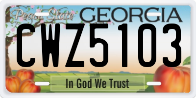 GA license plate CWZ5103