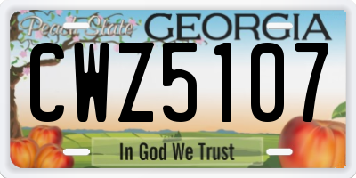 GA license plate CWZ5107