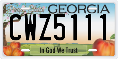GA license plate CWZ5111