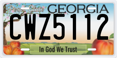 GA license plate CWZ5112