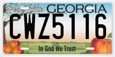 GA license plate CWZ5116
