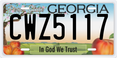 GA license plate CWZ5117