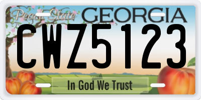GA license plate CWZ5123