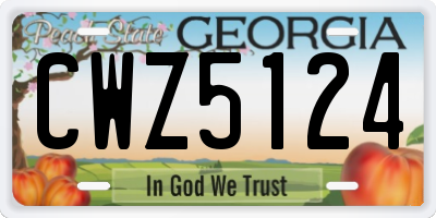 GA license plate CWZ5124