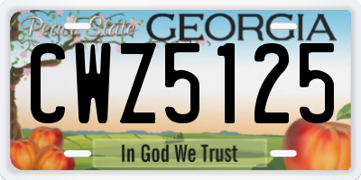 GA license plate CWZ5125