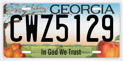 GA license plate CWZ5129