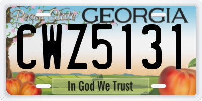 GA license plate CWZ5131