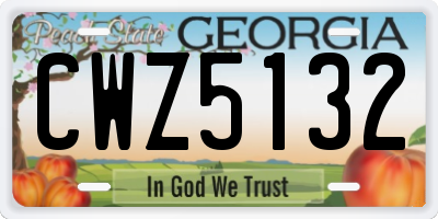 GA license plate CWZ5132