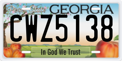 GA license plate CWZ5138